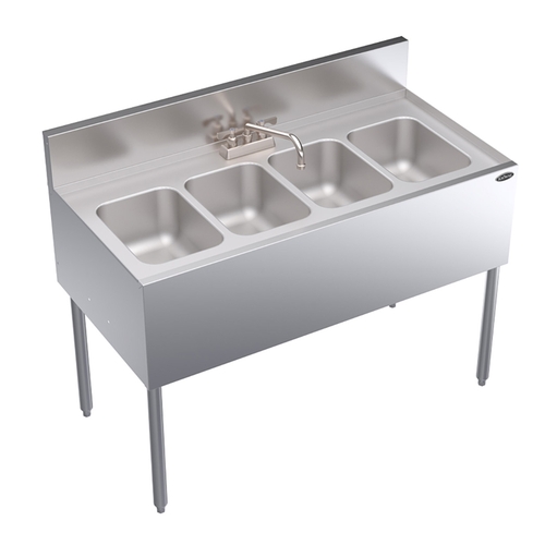 Krowne KR24-44C 48" Wide Four Compartment Underbar Sink