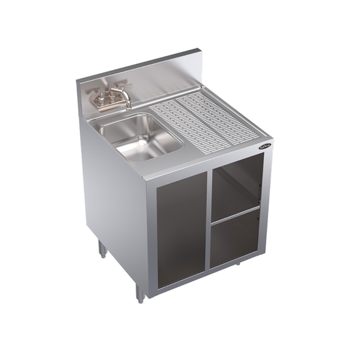 Krowne KR24-24SC-L 24" Wide Underbar Sink With Glass Storage Cabinet