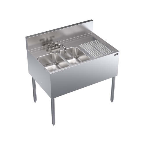 Krowne KR24-32L 36" Wide Two Compartment Underbar Sink