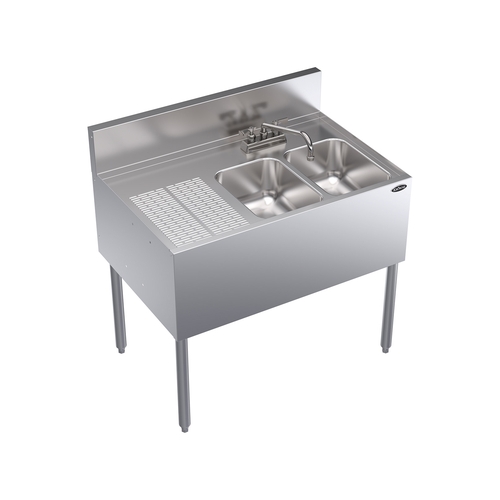 Krowne KR24-32R 36" Wide Two Compartment Underbar Sink