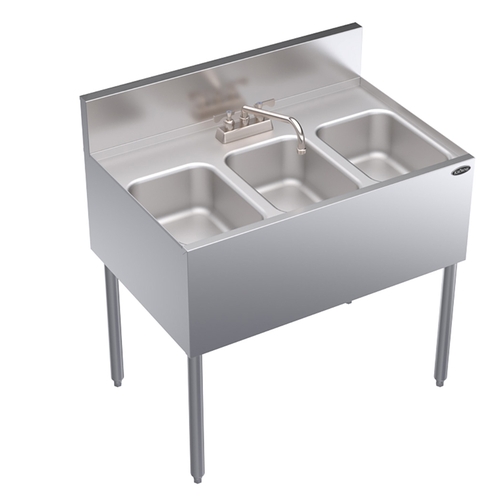 Krowne KR24-33C 36" Wide Three Compartment Underbar Sink