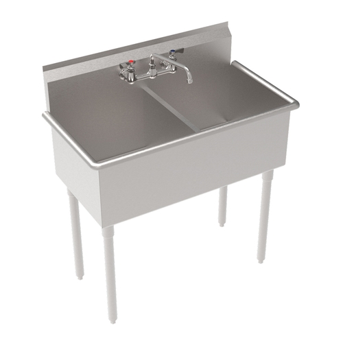 Krowne BS-1818-2 39" Wide Two Compartment Basin Sink With Faucet