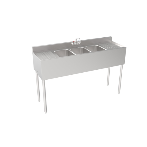Krowne 18-53C 60" Wide Three Compartment Underbar Sink With Drainboards