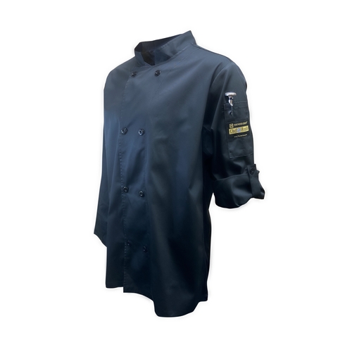 Thunder Group CJ210BKXL Chef Regalia Tapered Black Long Sleeve Chef Jacket - X-Large