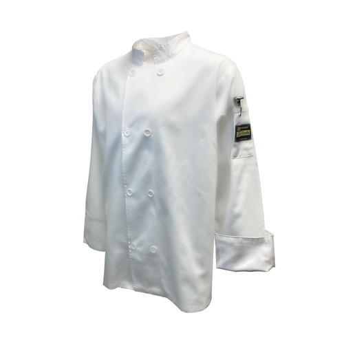Thunder Group CJ304WHS Chef Regalia Men's White Long Sleeve Chef Jacket - Small