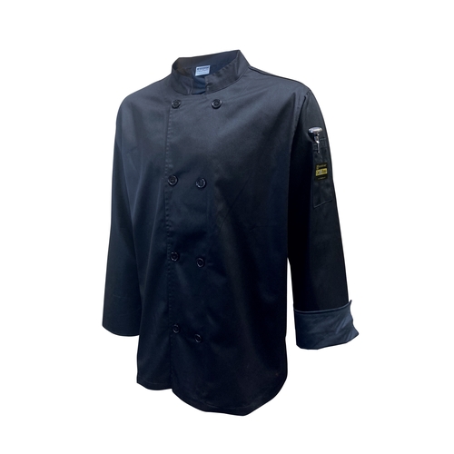 Thunder Group CJ406BKM Chef Regalia Women's Black Long Sleeve Chef Jacket - Medium