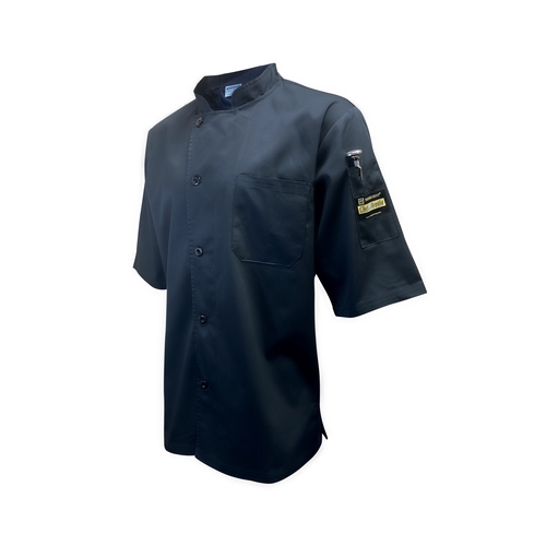Thunder Group CJ710BKM Chef Regalia Black Short Sleeve Chef Shirt - Medium