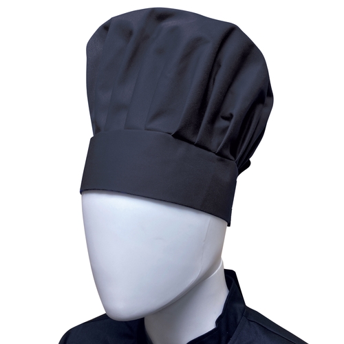 Thunder Group CH013BK Chef Regalia Black Adjustable Velcro Chef Hat 13.5" High