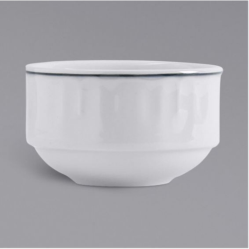 Tuxton China Inc SBB-080S Charleston 8 oz Porcelain White w/ Blue Band Bouillon - 3 Dz