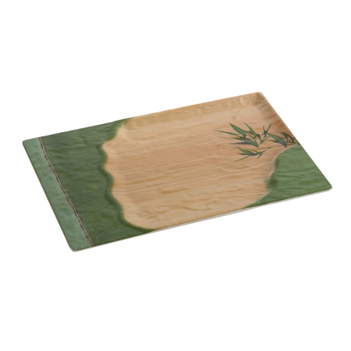 Yanco China BA-212 Bamboo Style Melamine 12" x 7.5" Rectangular Plate - 1 Dozen
