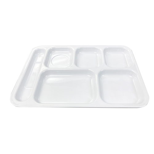 Thunder Group ML801W 10" x 14-1/2" White 6 Compartment Melamine Tray - 1 Doz