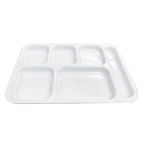 Thunder Group ML802W 10" x 14-1/2" White 6 Compartment Melamine Tray - 1 Doz