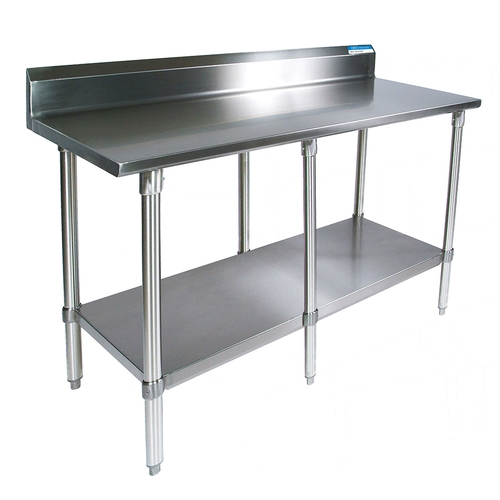 BK Resources SVTR5-8430 84"x30" 18 Ga All Stainless Steel Work Table & 5" Backsplash