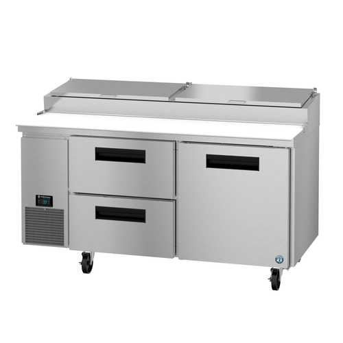 Hoshizaki PR67B-D2 67" Wide 9 Pan Two Section Pizza Prep Table With Drawers