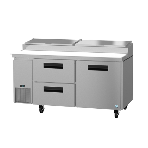 Hoshizaki PR67A-D2 67" Wide 9 Pan Two Section Pizza Prep Table With Drawers