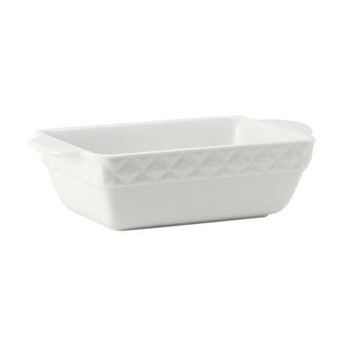Tuxton China Inc EAP-202 1-1/2 qt Porcelain White w/ White Band Casserole Dish - 2 EA