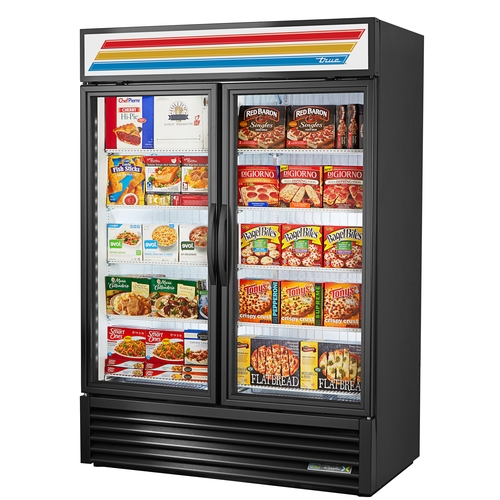 True GDM-49F-LTF-HC~TSL01 54" Two-Section Black Exterior Freezer Merchandiser