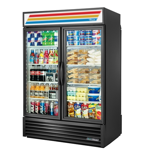 True GDM-49RL-HC~TSL01 54" Two-Section Black Exterior Refrigerator Merchandiser