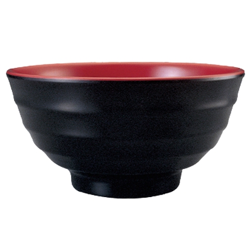 Yanco China CR-528 Two-Tone Black/Red Melamine 22 oz. 6.8" dia. Soup Bowl-4 Doz