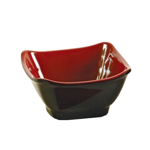 Yanco China CR-5450 Two-Tone Black/Red Melamine 10 oz. Square Bowl - 4 Doz