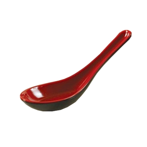 Yanco China CR-7001 Two-Tone Black/Red Melamine 5.5" Wonton Soup Spoon - 6 Doz