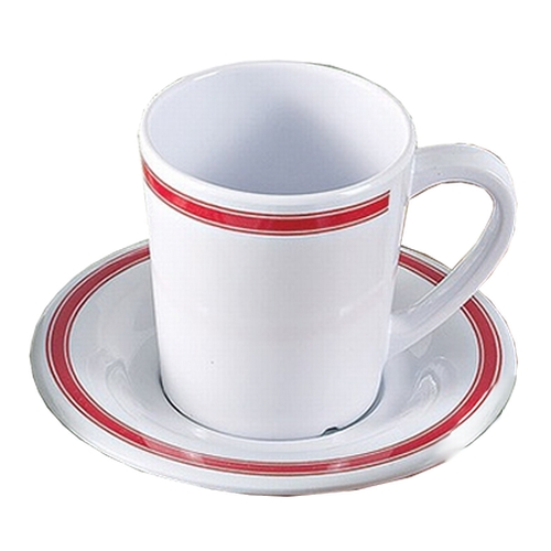 Yanco China HS-9018 Houston Red Band/White Melamine 7 oz. 3" dia. Mug - 4 Doz