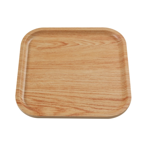Yanco China WD-2108 Wooden Tray-2 Golden Oak Melamine 8.1" x 8.1" Plate - 3 Doz