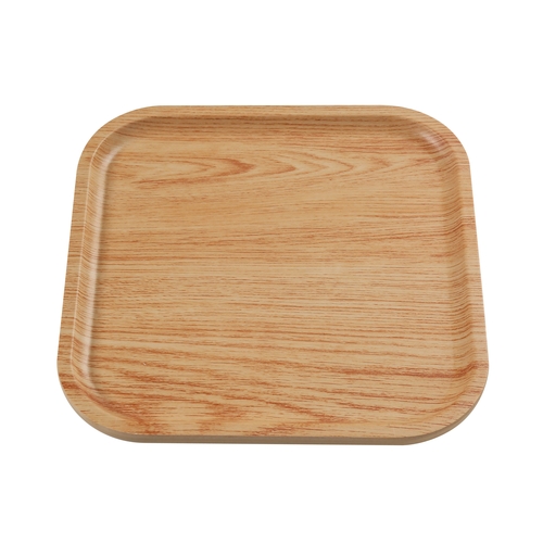 Yanco China WD-2110 Wooden Tray-2 Golden Oak Melamine 9.75" x 9.75" Plate-2 Doz