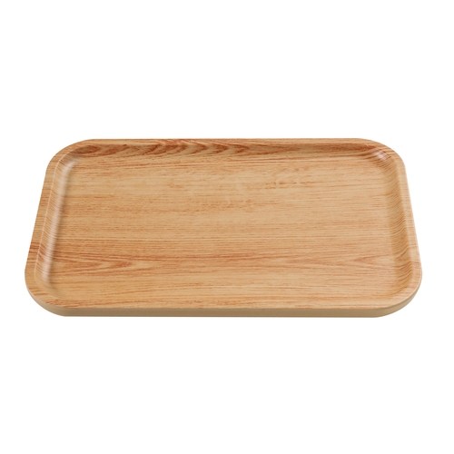 Yanco China WD-2215 Wooden Tray-2 Golden Oak Melamine 14.1"x 9.25" Plate - 1 Doz