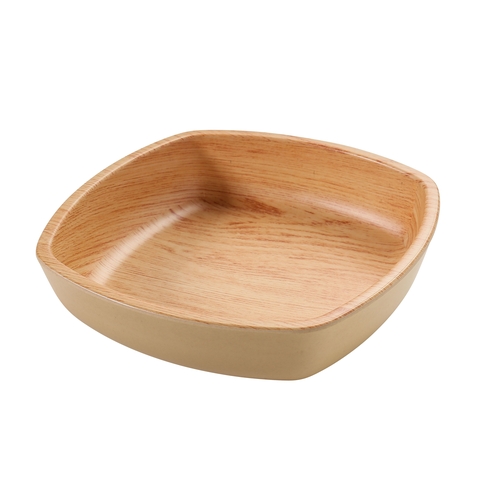 Yanco China WD-2306 Wooden Tray-2 Golden Oak Melamine 14 oz. 5.75" x 5.75" Bowl