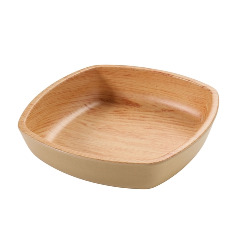 Yanco China WD-2308 Wooden Tray-2 Golden Oak Melamine 25 oz. 7.75" x 7.75" Bowl