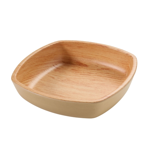 Yanco China WD-2310 Wooden Tray-2 Golden Oak Melamine 50 oz. 9.75" x 9.75" Bowl