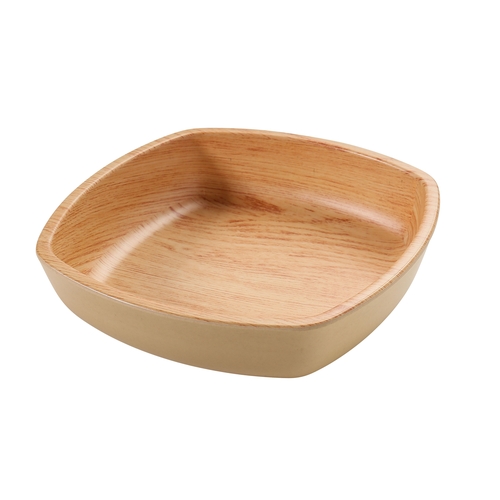 Yanco China WD-2312 Wooden Tray-2 Golden Oak Melamine 3 qt. 11.75" x 11.75" Bowl