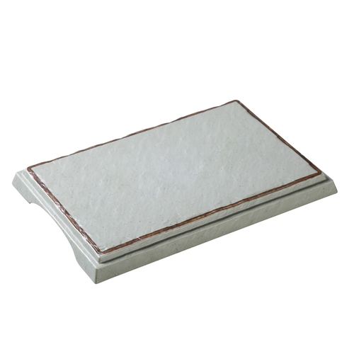 Yanco China YO-4013 Yoto Matte Green Melamine 13.5"x 9.75" Display Plate w/ Feet