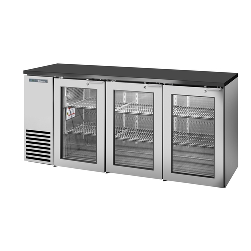 True TBB24-72-3G-Z1-BST-S-1 72" Two-Section Stainless Steel Reach-In Back Bar Cooler