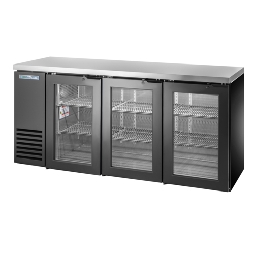 True TBB24-72-3G-Z1-SFT-B-1 72" Two-Section Black Coated Reach-In Back Bar Cooler