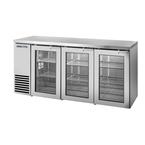 True TBB24-72-3G-Z1-SFT-S-1 72" Two-Section Stainless Steel Reach-In Back Bar Cooler