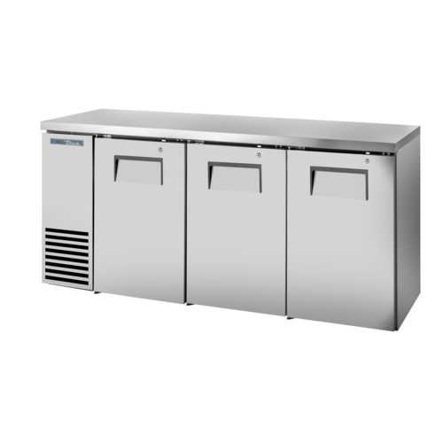 True TBB24-72-3S-Z1-SFT-S-1 72" Two-Section Stainless Steel Reach-In Back Bar Cooler