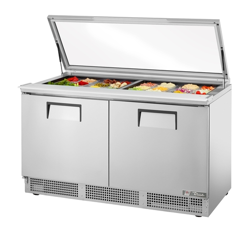 True TFP-64-24M-FGLID 64" Refrigerated 24 Pan Sandwich/Salad Table w/ Glass Lid