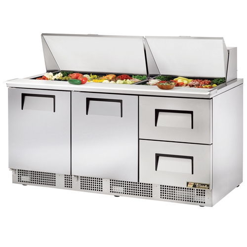 True TFP-72-30M-D-2 72" Stainless Steel Sandwich/Salad Three Section Unit - 115V