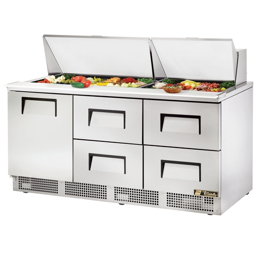 True TFP-72-30M-D-4 72" Stainless Steel Sandwich/Salad Three Section Unit - 115V