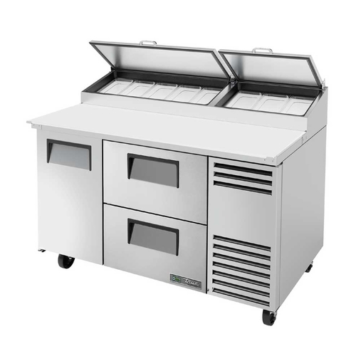 True TPP-AT-60D-2-HC 60" Stainless Steel 2 Drawer 8 Pan Pizza Prep Unit w/ 1 Door