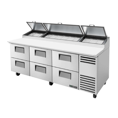 True TPP-AT2-93D-6-HC 93" Stainless Steel 6 Drawer 12 Pan Pizza Prep Unit