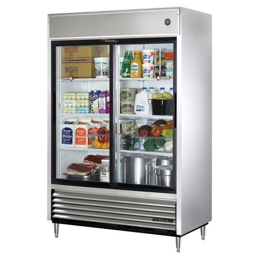 True TSD-47G-HC-LD 54" Stainless Steel 2 Slide Glass Door Reach-In Refrigerator
