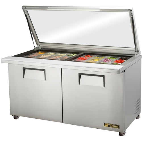 True TSSU-60-24M-B-ST-FGLID-HC 60" Glass Top 24 Pan Mega Top Sandwich/Salad Unit