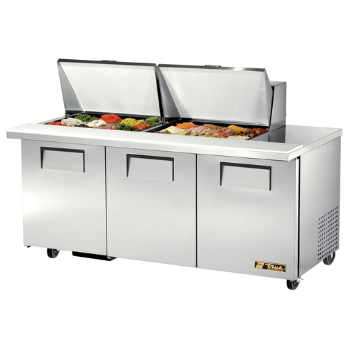 True TSSU-72-24M-B-ST-HC 72" Refrigerated 24 Pan Mega Top Sandwich Prep Table
