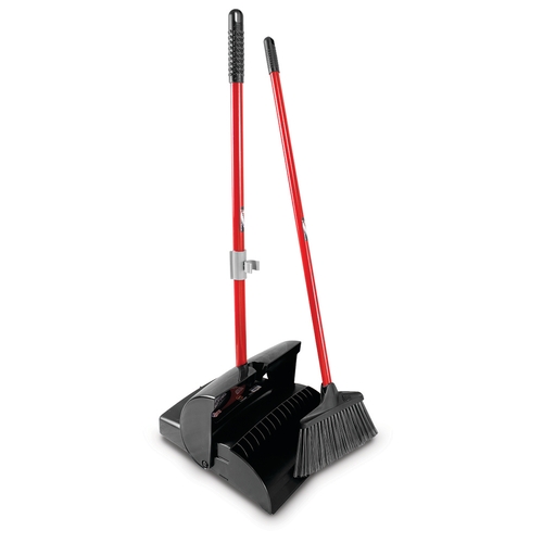 Libman Commercial 917 36" Lobby Dust Pan & Broom Set With Red Steel Handle