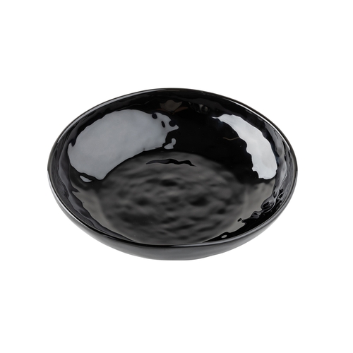 TableCraft 12535 Ridge High Gloss Black Melamine 9" dia. 24 oz. Bowl - 1 Doz