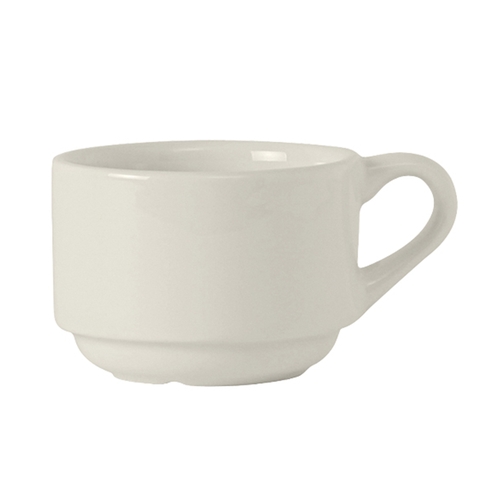 Tuxton China Inc AMU-083 Modena 7 oz. Ceramic Pearl White Stackable Cup - 3 Doz