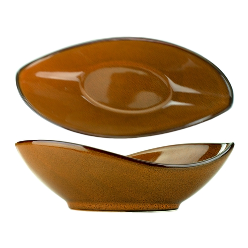 International Tableware, Inc LU-43-TA Luna 7" x 4.5" Terracota Stoneware Oval Bowl - 2 Doz